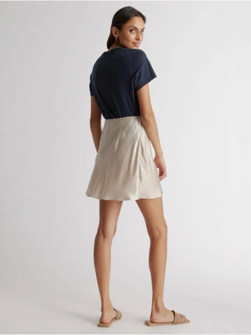 Quince Cream Satin Mini Skirt